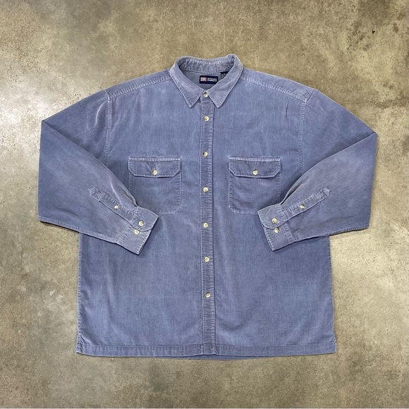 Vintage 90s Faded Glory Cotton Corduroy Button Down Chore Shirt Jacket - Picture 1 of 8